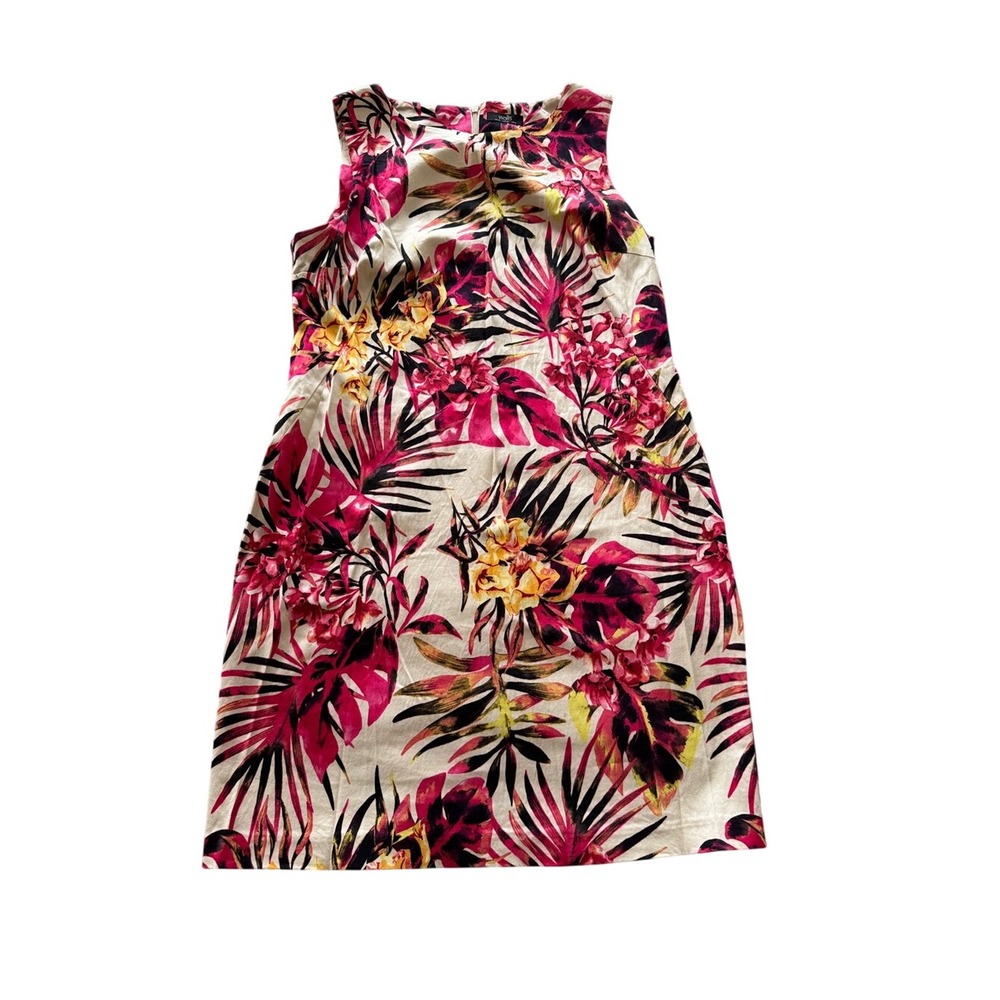 Wallis Tropical Floral Sheath Dress Pink White Sleeveless Size US 12 UK 16